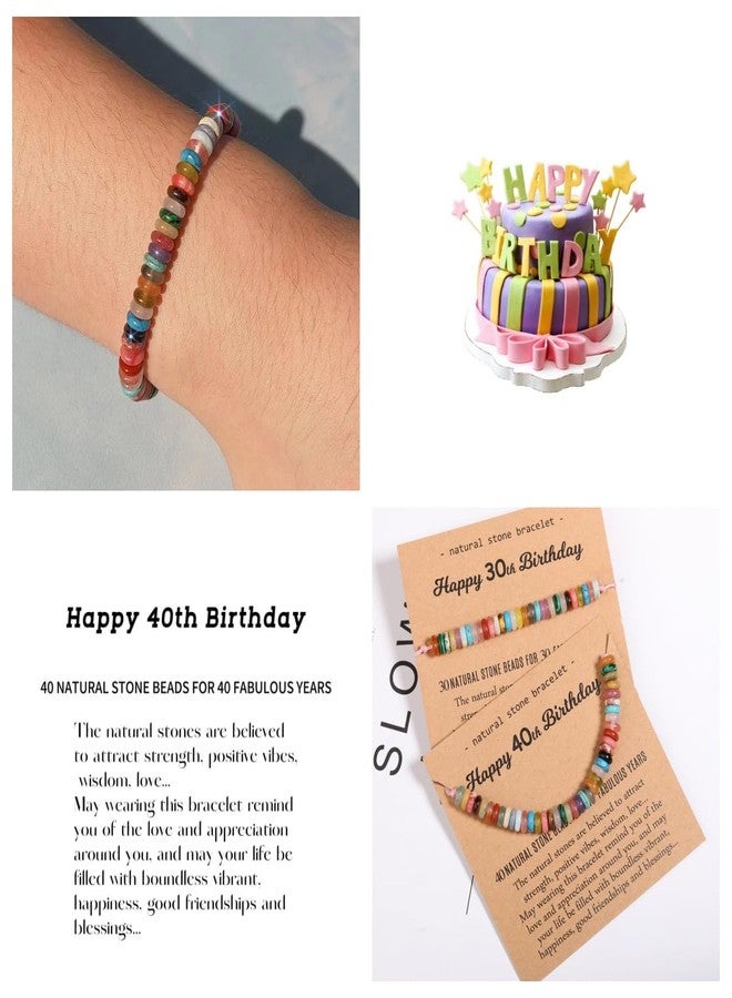 Korotho 40th Birthday Gifts Women Unique 40th Year Old Milestone Birthday Bracelets, Happy Turning 40th Bday Gift for Forty 40 Yr Old Women Friends Natural Crystal Beads Bracelet Jewelry for Her - Image 5